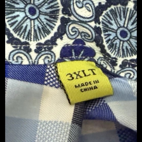 Robert Graham Plaid Cotton Shirt Size 3XLT Blue Classic Fit Flip Cuff Men's - Picture 13 of 16